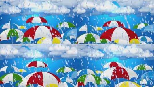 雨中儿童背景下的雨伞高清在线视频素材下载