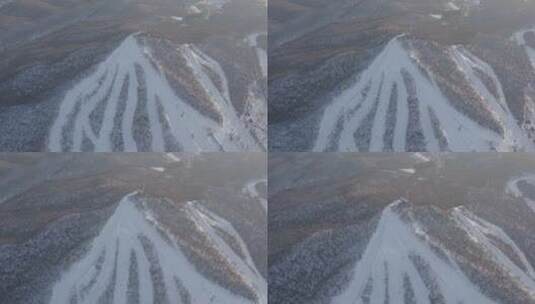 航拍吉林省长春庙香山滑雪场冬季风光高清在线视频素材下载