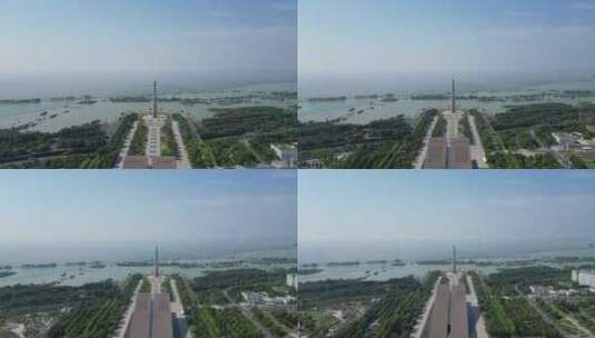 安徽合肥渡江战役纪念馆胜利之塔航拍高清在线视频素材下载
