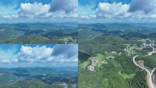 福建山峰航拍山区山脉森林群山蓝天白云风景高清在线视频素材下载