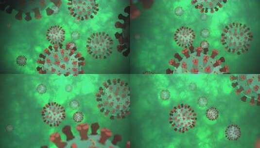 冠状病毒或2019冠状病毒病颗粒在绿色粘高清在线视频素材下载