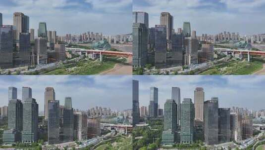 重庆江北嘴中央商务区江北城航拍高清在线视频素材下载