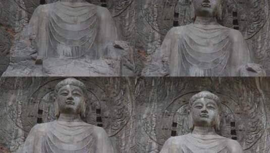 洛阳旅游龙门石窟卢舍那大佛升格慢镜头高清在线视频素材下载