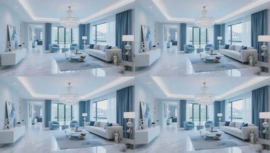 现代简约风格客厅室内场景高清在线视频素材下载