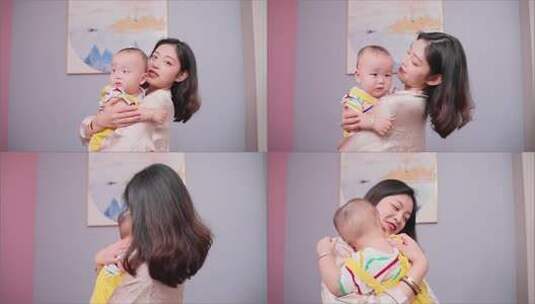 母亲怀抱婴儿温馨瞬间高清在线视频素材下载
