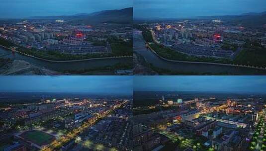 富蕴夜景大景航拍视频素材空镜高清在线视频素材下载