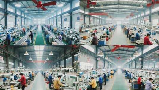 工厂内工人在生产线作业高清在线视频素材下载