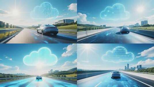 公路上行驶的智能汽车高清在线视频素材下载