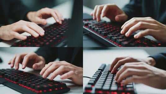 双手在键盘上打字素材高清在线视频素材下载