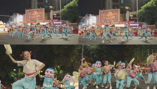 大头佛 佛山古镇夜间民俗表演高清在线视频素材下载