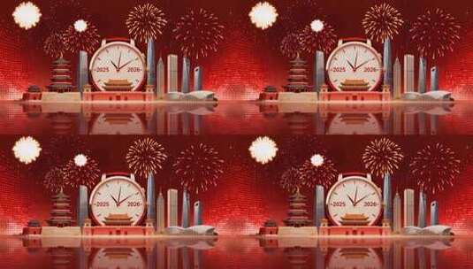 新年城市地标烟花背景素材高清在线视频素材下载