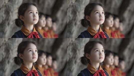 少年儿童目光坚定展望未来高清在线视频素材下载