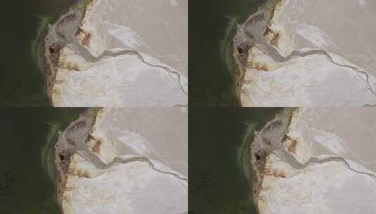 河流入海口大地脉络航拍高清在线视频素材下载