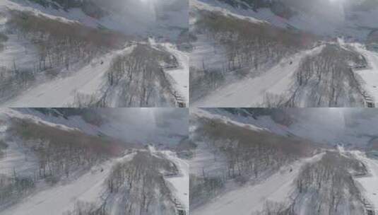 冬季长白山雪景长白山震撼航拍高清在线视频素材下载