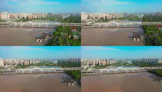 航拍西安广运桥高清在线视频素材下载