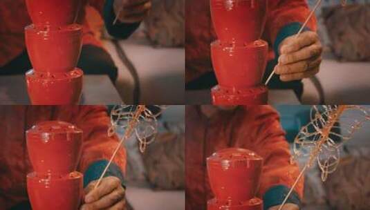 中国春节传统非遗制作完的糖画高清在线视频素材下载