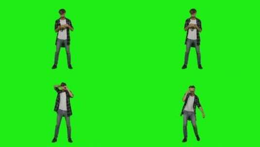 绿屏幕里的男人在戴VR眼镜高清在线视频素材下载