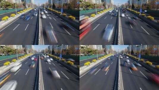 北京高速公路交通的延时镜头高清在线视频素材下载
