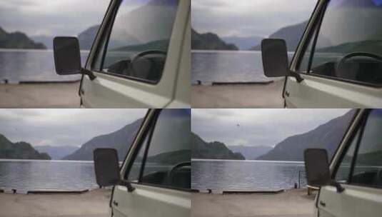 停在湖边的汽车高清在线视频素材下载