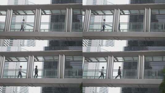 天桥上的行人低角度拍摄高清在线视频素材下载