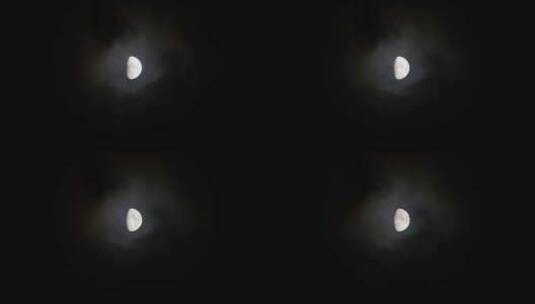 带云晕的月亮高清在线视频素材下载