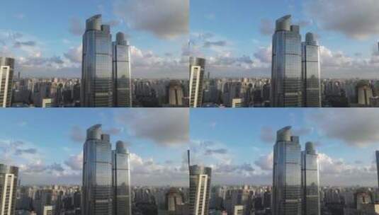 上海徐家汇港汇恒隆广场全景4K航拍高清在线视频素材下载