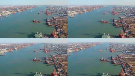 天津滨海新区天津港港口货运航拍延时高清在线视频素材下载