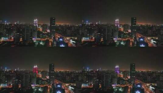 环绕环球港夜景航拍高清在线视频素材下载