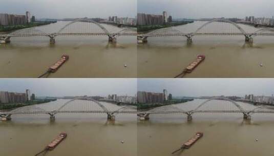 航拍江西吉安赣江吉安大桥高清在线视频素材下载