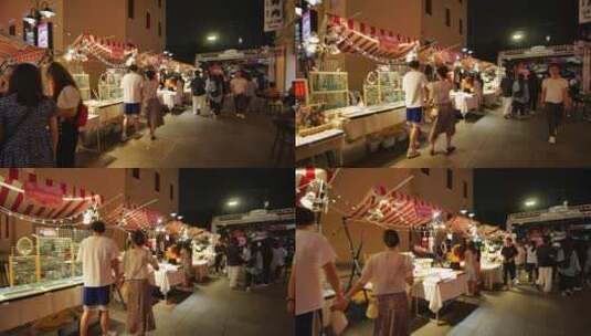 街头路边摊地摊经济市井集市街景夜市高清在线视频素材下载