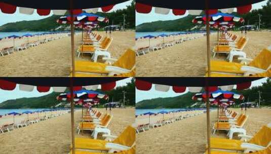 空荡荡的黄色沙滩椅高清在线视频素材下载