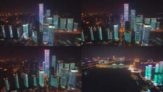 4k长沙城市夜景航拍高清在线视频素材下载