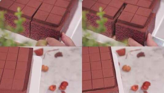 【镜头合集】生巧慕斯蛋糕熔岩蛋糕巧克力高清在线视频素材下载
