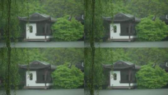 188 杭州 风景 古建筑 下雨天 亭子高清在线视频素材下载