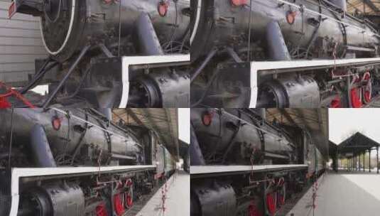 各种型号的复古火车头高清在线视频素材下载