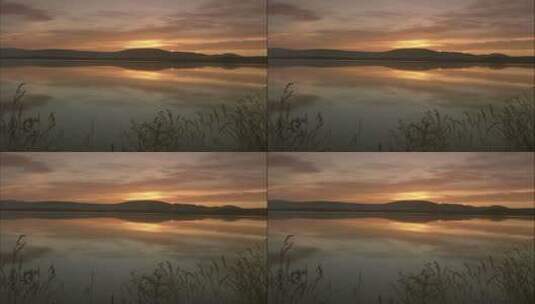 黄昏夕阳河边美景高清在线视频素材下载