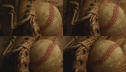 手套里的复古棒球高清在线视频素材下载