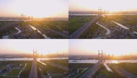 上海闵浦大桥4K航拍（4分钟）高清在线视频素材下载