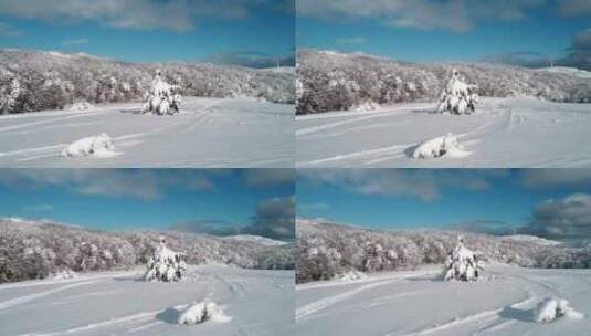 厚厚的积雪覆盖着乡村高清在线视频素材下载