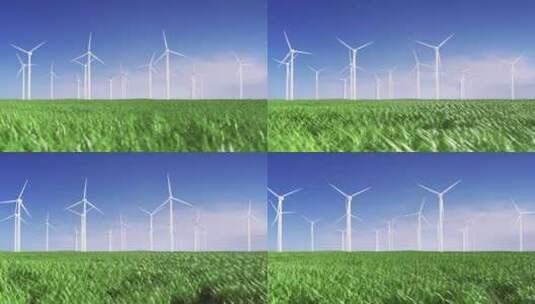 蓝天下风力发电场新能源写实素材高清在线视频素材下载