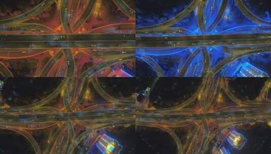 高架桥立体交通夜景航拍高清在线视频素材下载