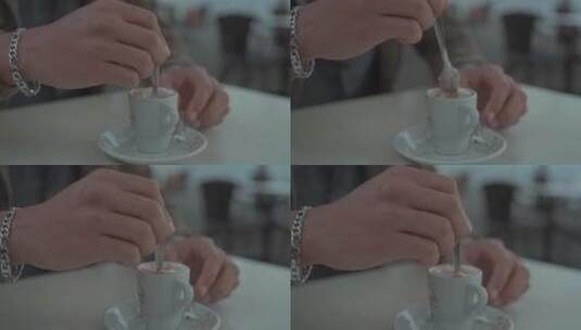 情人节喝咖啡搅拌咖啡高清在线视频素材下载