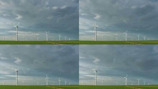 草原的风车延时摄影高清在线视频素材下载
