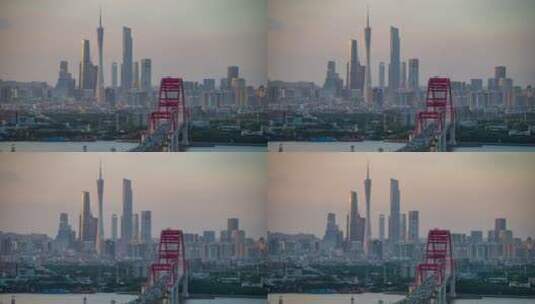 广州新光大桥日落延时高清在线视频素材下载
