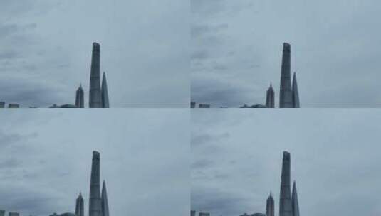 上海中心大厦后退航拍高清在线视频素材下载