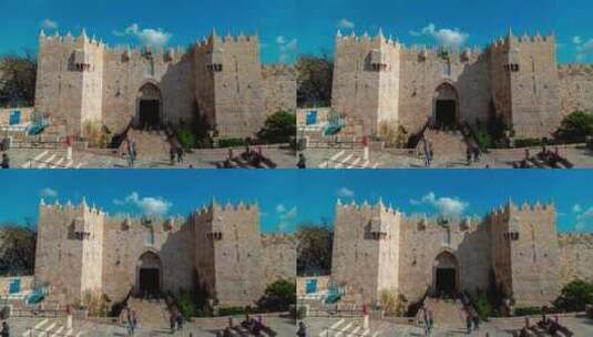 耶路撒冷老城城门延时摄影高清在线视频素材下载
