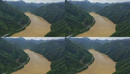 陕西安康汉江自然风光航拍高清在线视频素材下载