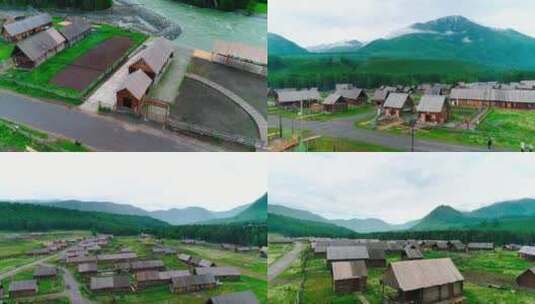 新疆禾木景区自然原始风光4K大气航拍视频高清在线视频素材下载