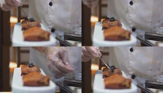 精品烤鸭鸭肉装饰点缀微距特写高清在线视频素材下载