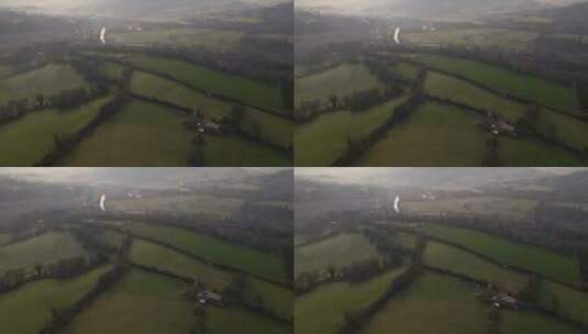 无人机拍摄俯瞰乡村田野高清在线视频素材下载